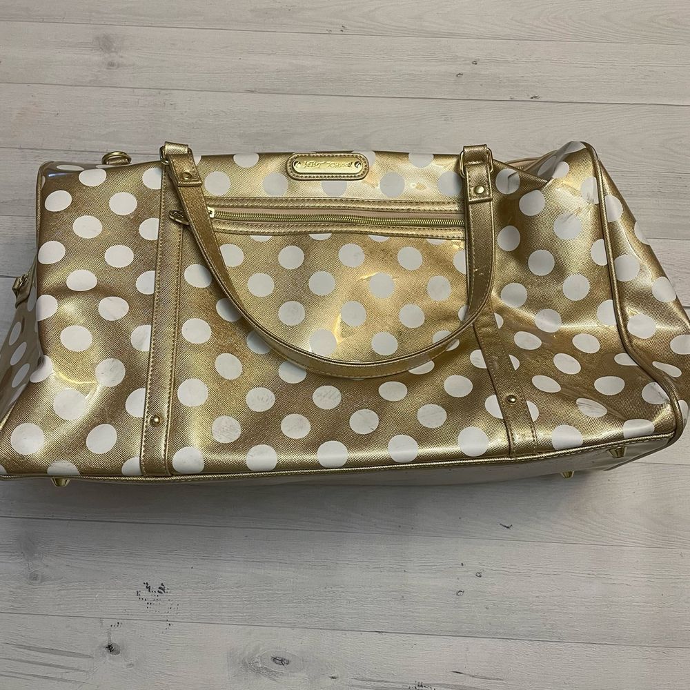 Betsey Johnson Hocus‎ Pocus Gold Polka Dot Weekender bag
